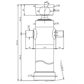 Teleskopski cilinder 2 stopnje 6 ton 895mm s kroglo 3025S
